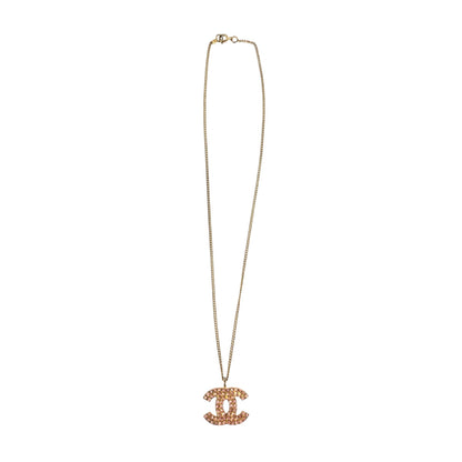 CHANEL Necklace plating Gold pink COCO Mark rhinestone Women