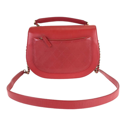 CHANEL Shoulder Bag leather Red Gold Metal Coco Curve Matelasse COCO Mark