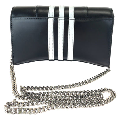 BALENCIAGA Long Wallet Purse 2304BLSJJ BAL3145 leather Black White Chain wallet Shoulder Bag Adidas collaboration Hourglass Hourglass Wallet On Chain Women