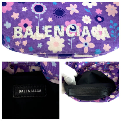 BALENCIAGA Shoulder Bag 656682 Ikat nylon canvas Purple Multicolor SilverMetal Shoulder Bag Handbag 2way Drawstring Bucket Bag Flower Pu Women