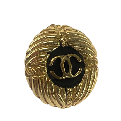 CHANEL Pierce plating Gold Black GoldMetal COCO Mark Women