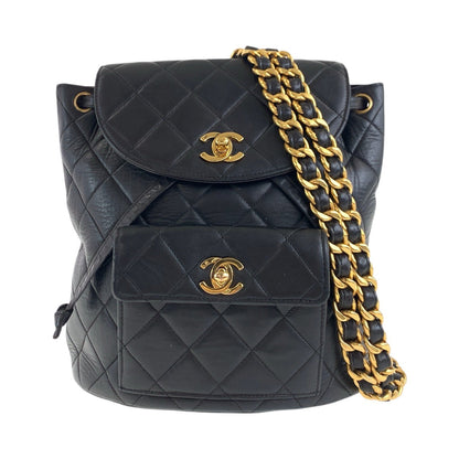CHANEL Backpack lambskin Black Gold Metal Backpacks & Daypacks Backpacks Matrasse Double COCO Mark Turnlock Women