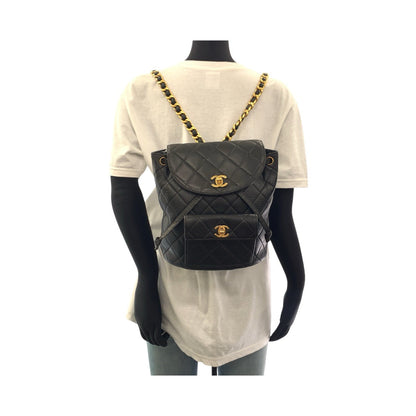 CHANEL Backpack lambskin Black Gold Metal Backpacks & Daypacks Backpacks Matrasse Double COCO Mark Turnlock Women