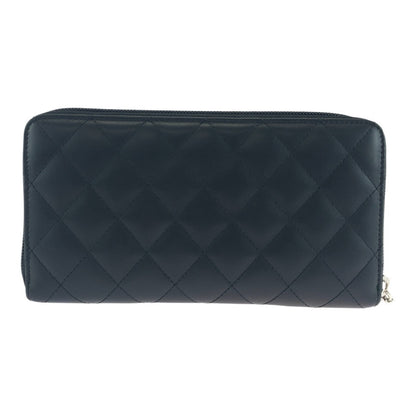 CHANEL Long Wallet Purse Leather, Patent Leather Black Silver Metal Long Wallet Purse Cambon line COCO Mark Women