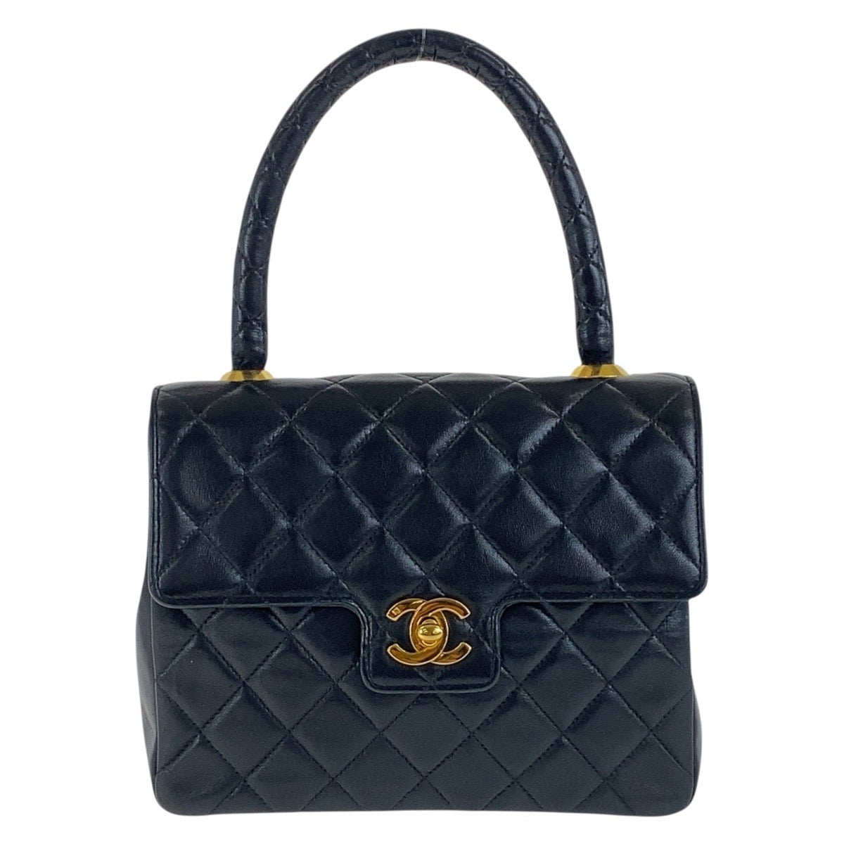 CHANEL Handbag lambskin Black Gold Metal Matrasse COCO Mark Turnlock Women
