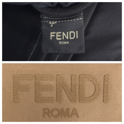 FENDI Clutch bag canvas Beige SilverMetal Clutch bag business bag pouch logo Women