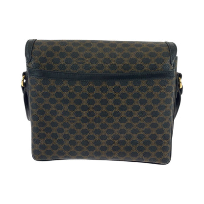 CELINE Shoulder Bag PVC Black Dark Brown Gold Metal Shoulder Bag pochette Macadam Women