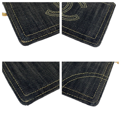 CHANEL Coin case denim Denim Blue Gold Metal Coin case with chain and coin pocket Sparkling denim COCO Mark Women