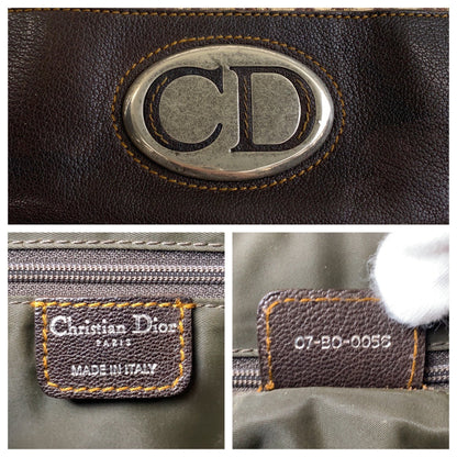 Christian Dior Shoulder Bag Canvas, Leather Beige Brown SilverMetal Shoulder Bag Messenger bag Trotter Women