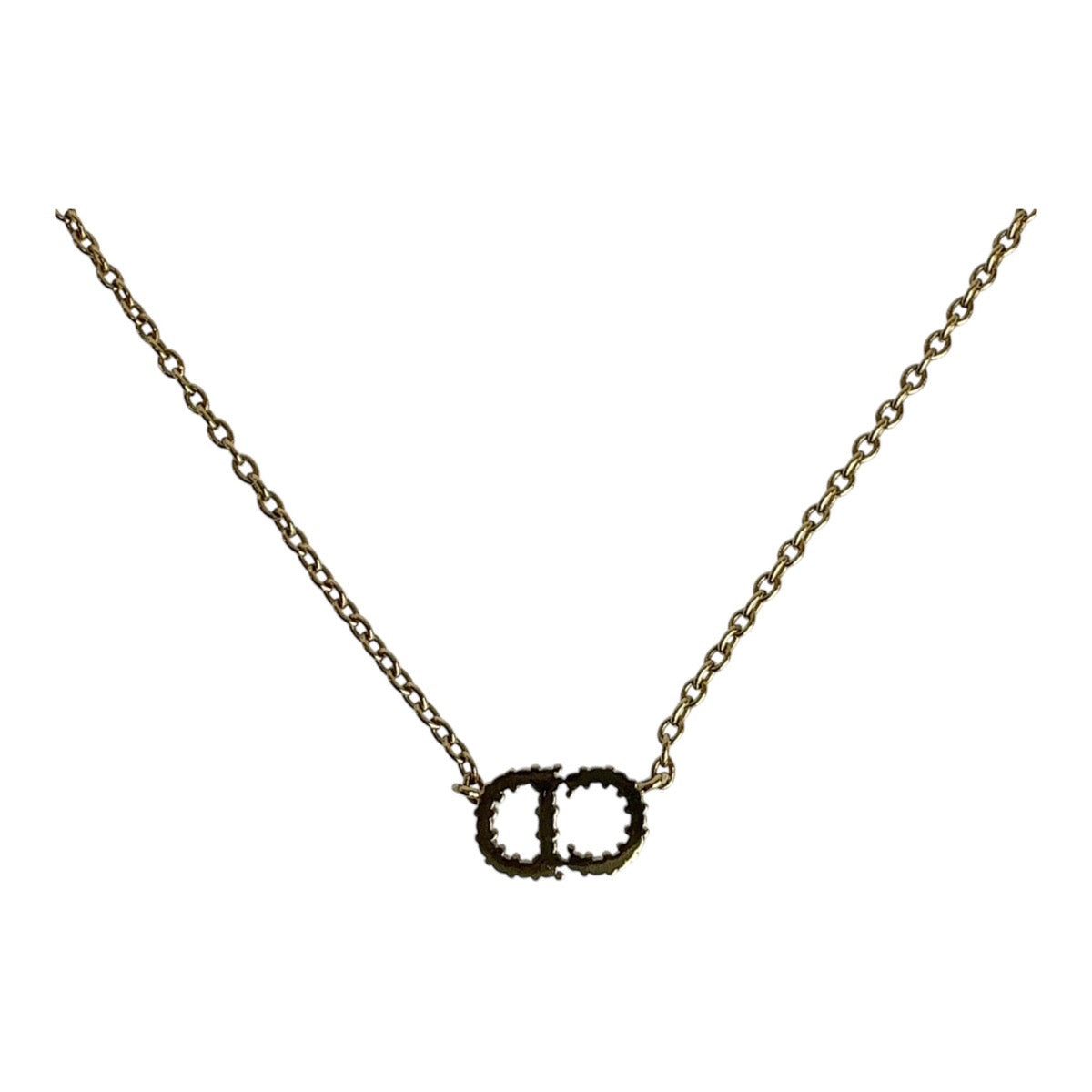 Dior Necklace Metal, Rhinestone gold Necklace CD logo Claire Dee Lune Women
