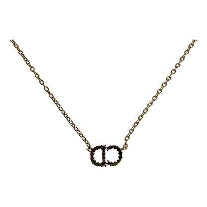 Dior Necklace Metal, Rhinestone gold Necklace CD logo Claire Dee Lune Women
