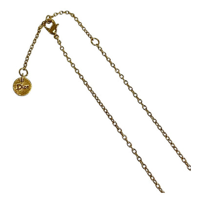 Dior Necklace Metal, Rhinestone gold Necklace CD logo Claire Dee Lune Women