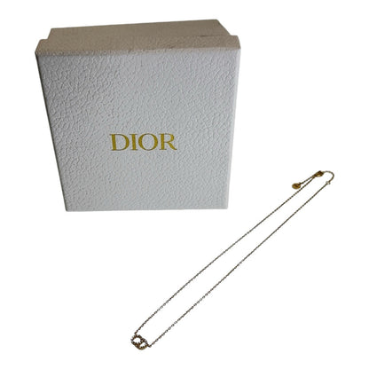 Dior Necklace Metal, Rhinestone gold Necklace CD logo Claire Dee Lune Women
