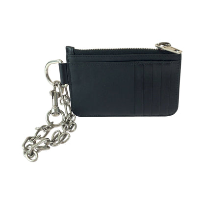 BALENCIAGA Coin case 655594 leather Black Silver Metal Chained Coin Case Fragment Case Card Case logo mens(Unisex)