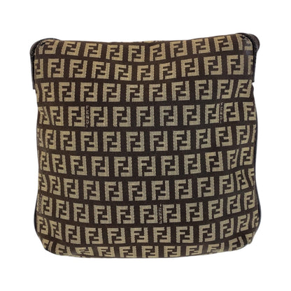 FENDI Shoulder Bag canvas Brown Silver Metal Shoulder Bag pochette Zucchino Kamsepochet Women