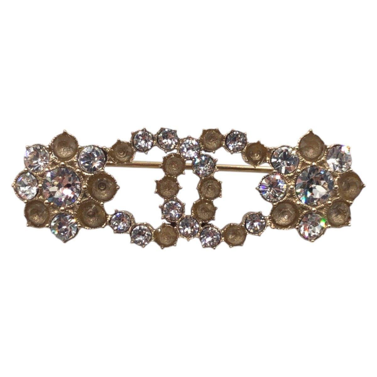 CHANEL Brooch metal gold Rhinestone COCO Mark Women