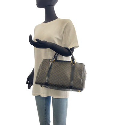 CELINE Handbag DM00/1 PVC Brown Black Gold Metal Handbag Boston Duffel bag Macadam Women