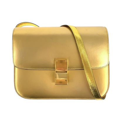 CELINE Shoulder Bag leather Gold Metal Shoulder Bag pochette Women