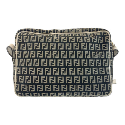 FENDI Shoulder Bag Canvas, Leather Black White Gold Metal Shoulder Bag pochette Zucchino Mamma Women