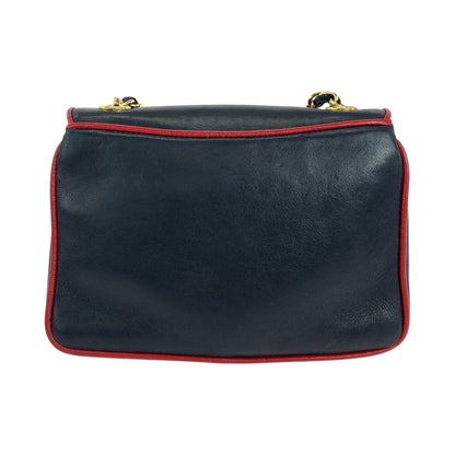CHANEL Shoulder Bag lambskin Navy Red Gold Metal ChainShoulder Bag Pochette Deca COCO Mark Women