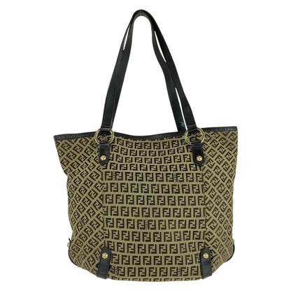 FENDI Tote Bag 8BH197 Canvas, Leather Brown Gold Metal Tote Bag Shoulder Bag Zucchino Women