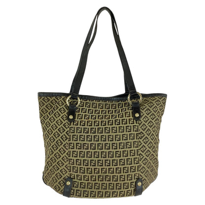 FENDI Tote Bag 8BH197 Canvas, Leather Brown Gold Metal Tote Bag Shoulder Bag Zucchino Women