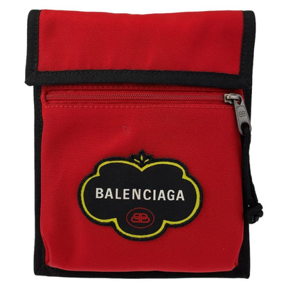 BALENCIAGA Shoulder Bag Nylon Red Silver Metal Shoulder Bag pochette Explorer BB logo mens
