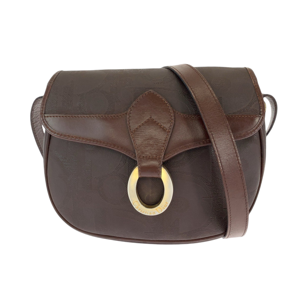 Dior Shoulder Bag PVC Brown Gold Metal Shoulder Bag pochette Trotter Women