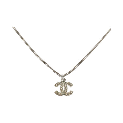 CHANEL Necklace plating Silver COCO Mark rhinestone Women
