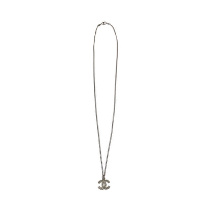 CHANEL Necklace plating Silver COCO Mark rhinestone Women