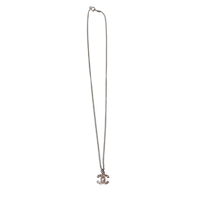 CHANEL Necklace plating Silver COCO Mark rhinestone Women