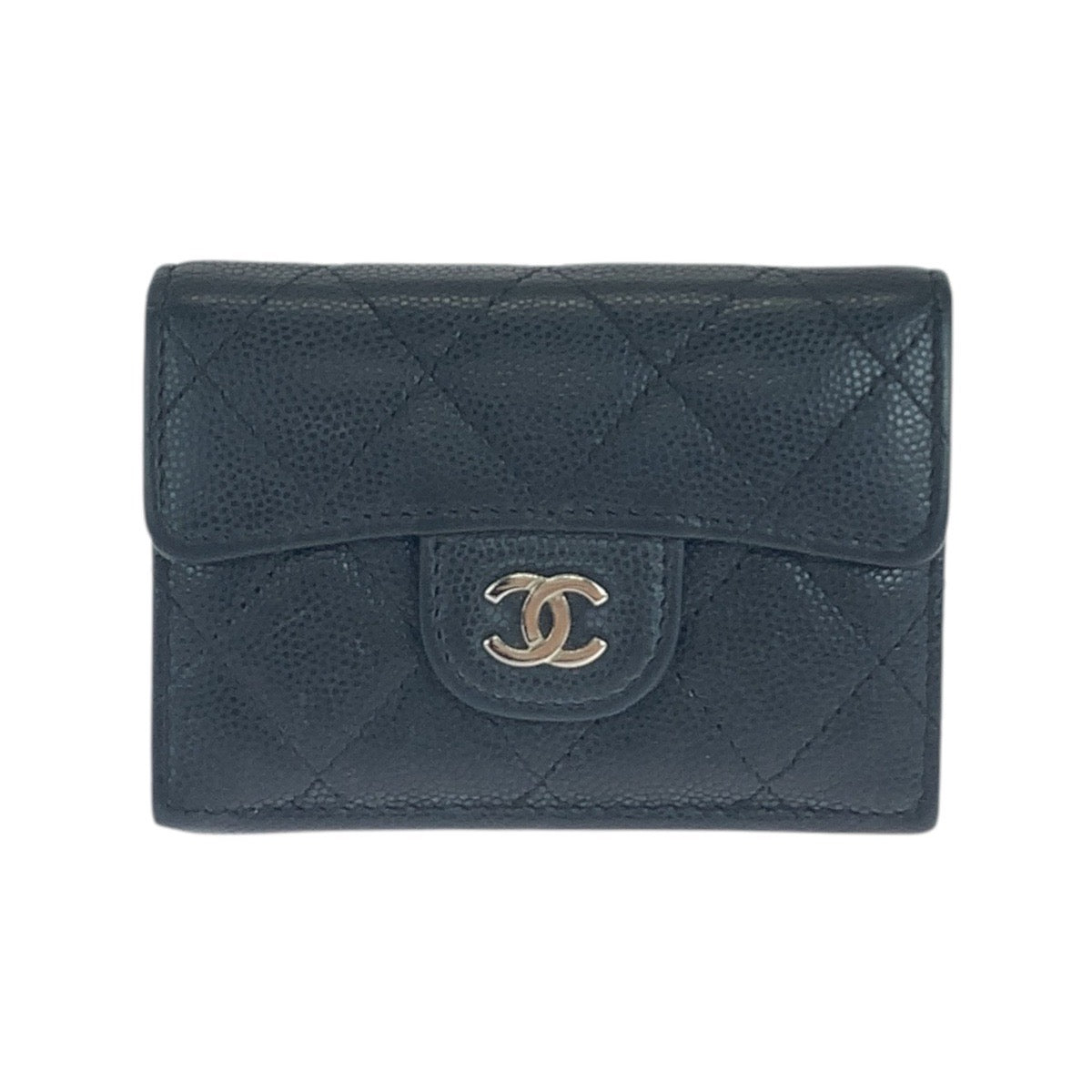 CHANEL Tri-fold wallet lambskin black Folding wallet Compact wallet Matrasse COCO Mark Women