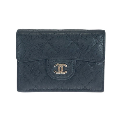 CHANEL Tri-fold wallet lambskin black Folding wallet Compact wallet Matrasse COCO Mark Women