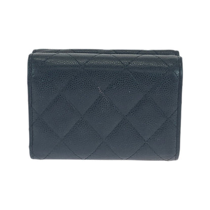 CHANEL Tri-fold wallet lambskin black Folding wallet Compact wallet Matrasse COCO Mark Women