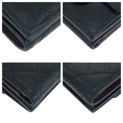 CHANEL Tri-fold wallet lambskin black Folding wallet Compact wallet Matrasse COCO Mark Women