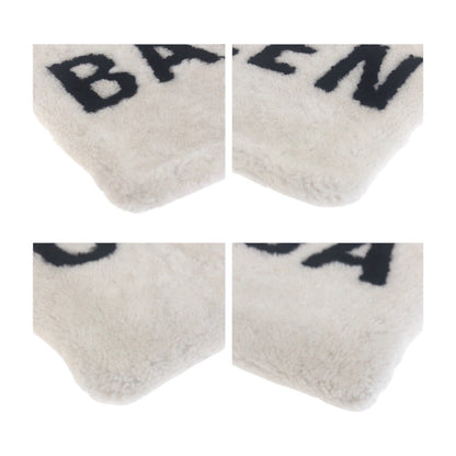 BALENCIAGA Clutch bag 492681 Mouton White SilverMetal Shearing logo