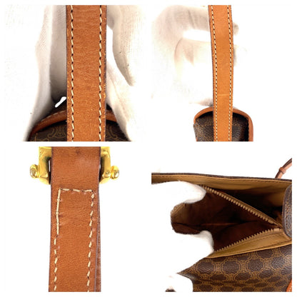 CELINE Shoulder Bag MO7 PVC Brown Gold Metal Macadam