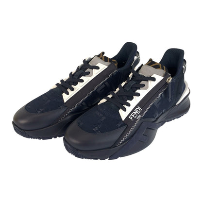 FENDI sneakers Nylon, Rubber Navy multi-color Low cut sneakers with side zip Zucca 23AW FLOW mens 11