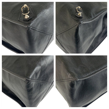 BALENCIAGA Tote Bag 236701 leather Black SilverMetal paper