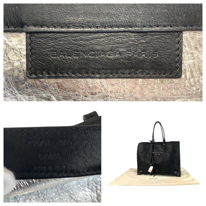 BALENCIAGA Tote Bag 236701 leather Black SilverMetal paper