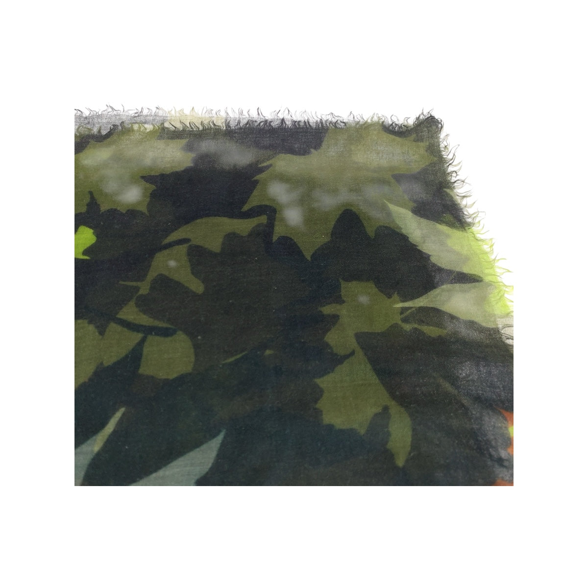 CHANEL scarf cashmere Green multicolor Camouflage COCO Mark