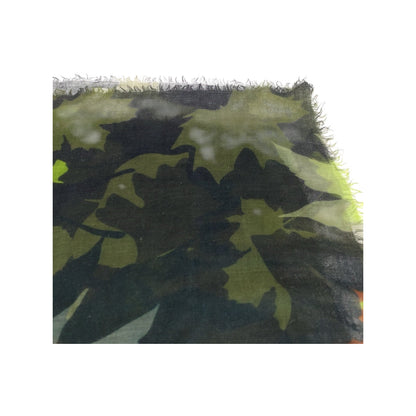 CHANEL scarf cashmere Green multicolor Camouflage COCO Mark
