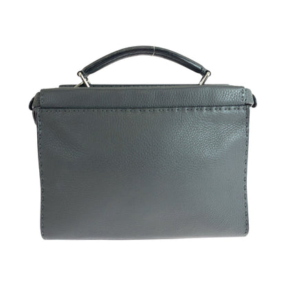 FENDI Shoulder Bag 7VA422 leather Grey SilverMetal Peekaboo Mini Fit logo