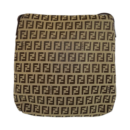 FENDI Shoulder Bag 8BT075 canvas Beige Brown Gold Metal Zucchino