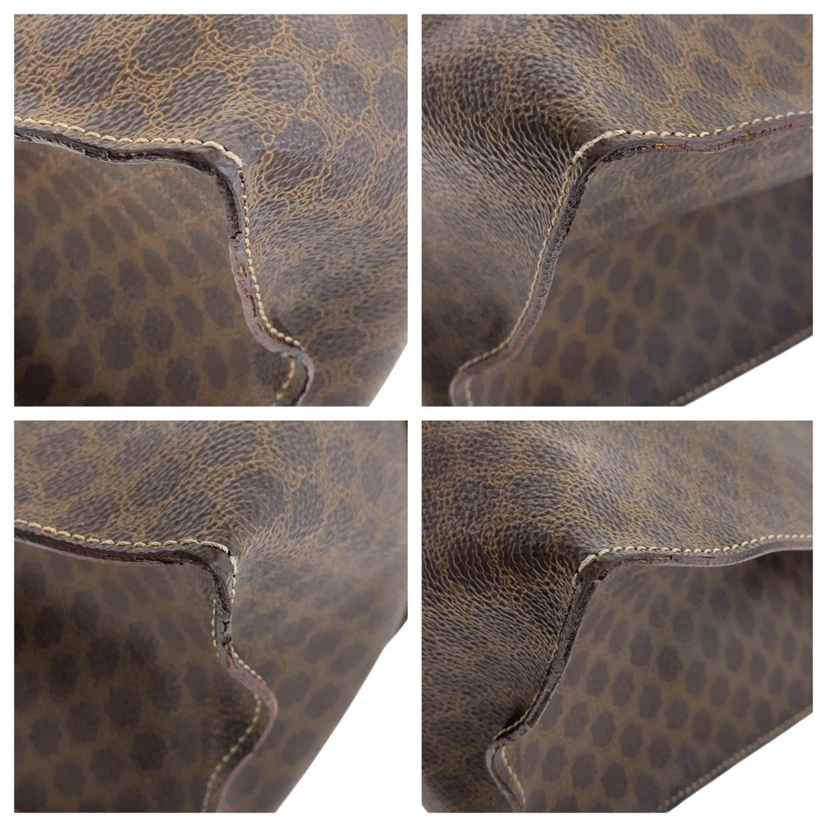CELINE Tote Bag MC98/2 PVC Brown Gold Metal Macadam