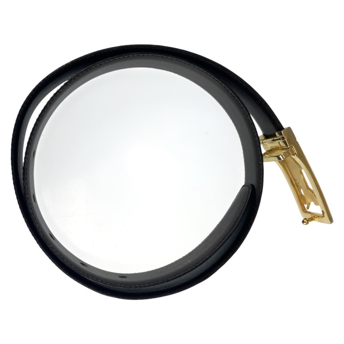CELINE belt leather black Carriage Metal