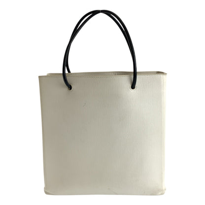 BALENCIAGA Tote Bag 491660・9060 leather White Black SilverMetal logo