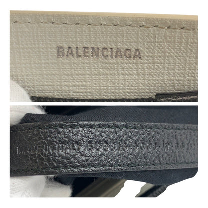 BALENCIAGA Tote Bag 491660・9060 leather White Black SilverMetal logo