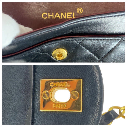 CHANEL Shoulder Bag lambskin Black Gold Metal Matrasse COCO Mark Turnlock