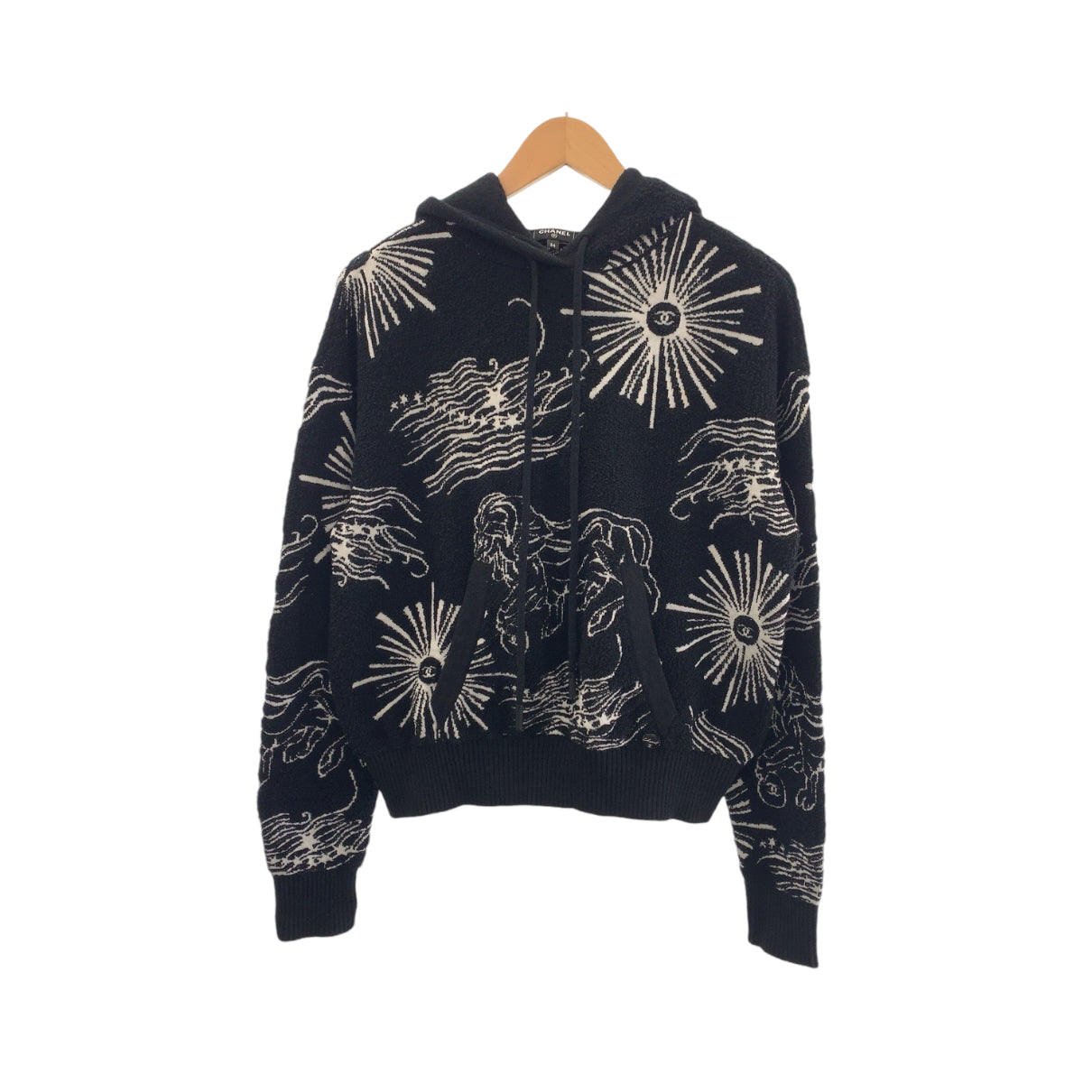 CHANEL Hoodie P72134K10333 cotton Black White Lion COCO Mark 34